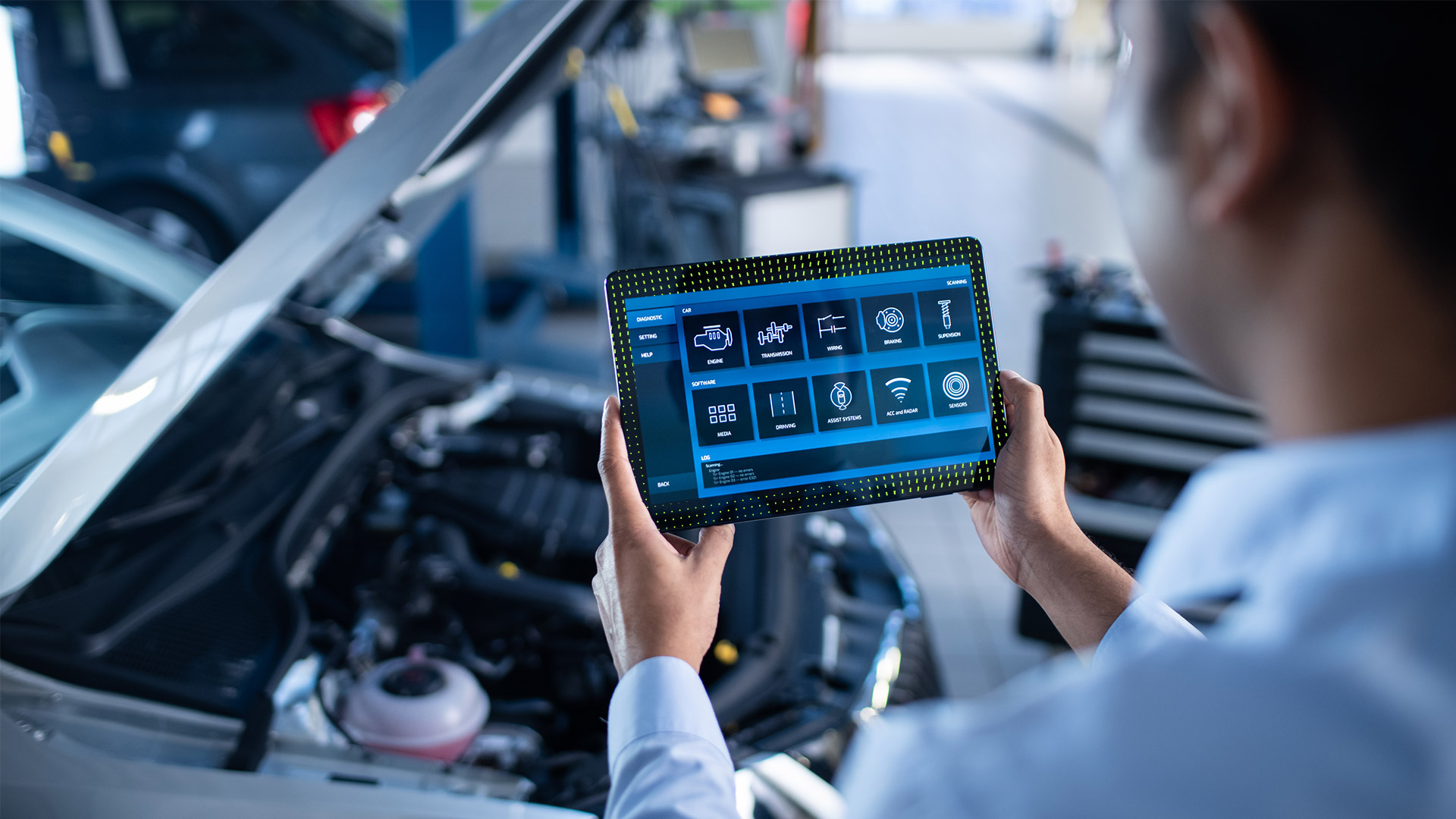 A man making a car inspection